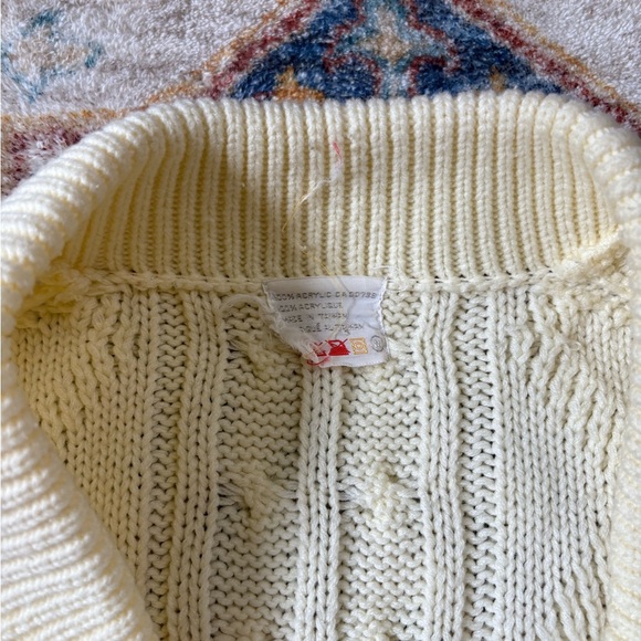 Vintage 80s Cable Knit Cardigan Sweater Medium - Picture 3 of 7